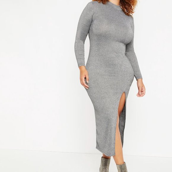 Eloquii Metallic Ribbed Maxi Dress - Picture 1 of 3